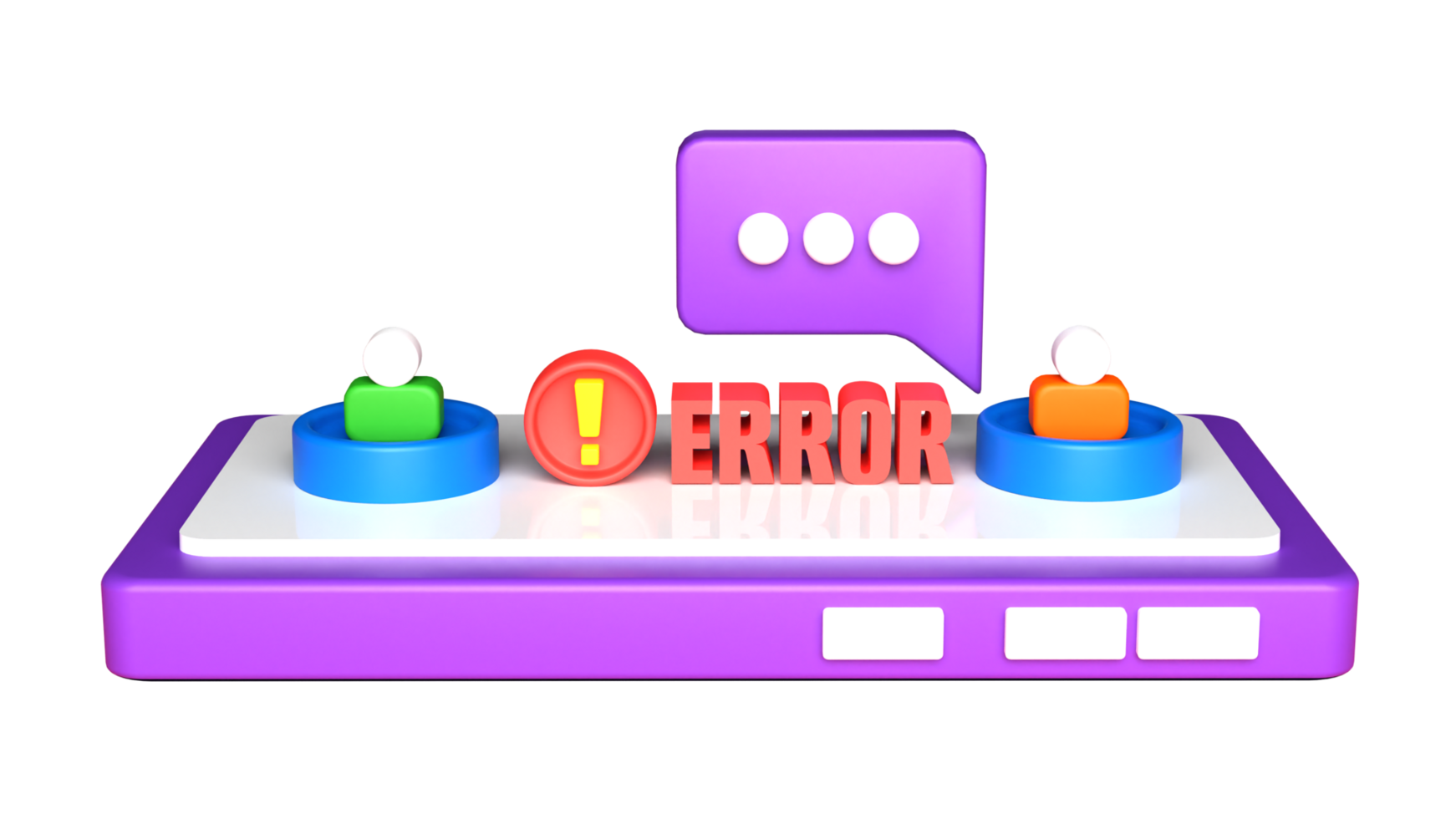 3d rendering of error chat illustration with transparent background png