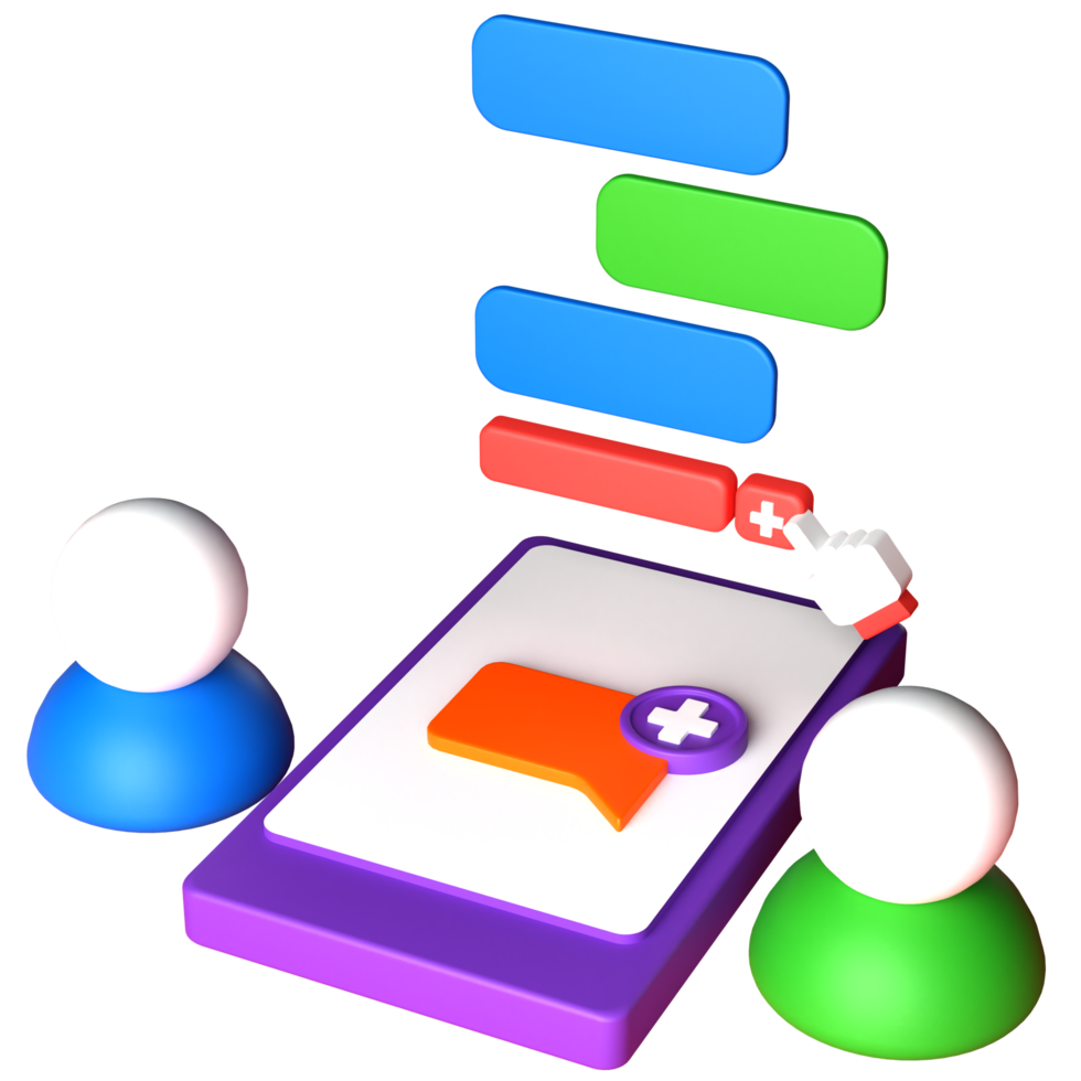 3d rendering of add chat illustration with transparent background png