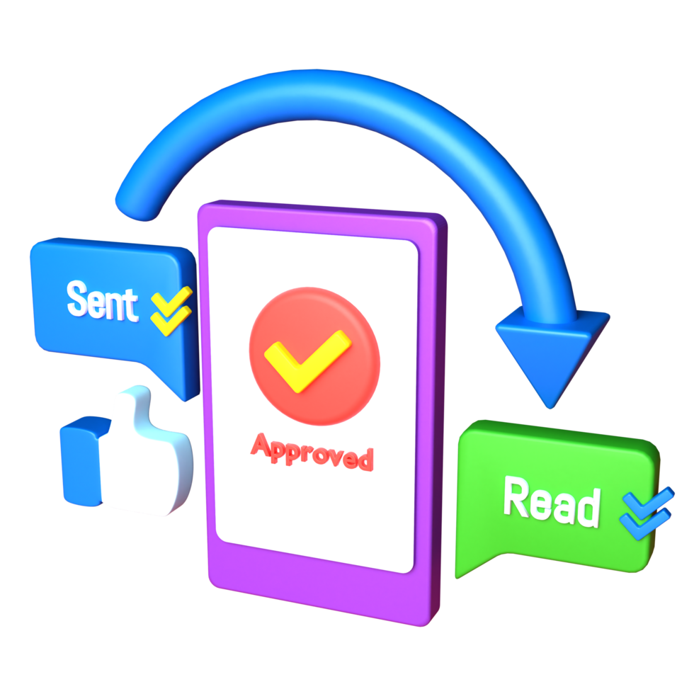 3d rendering of approved chat illustration with transparent background png