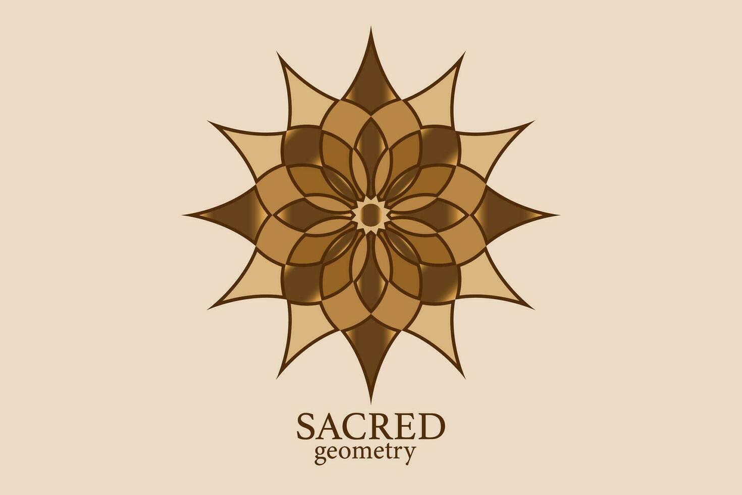 Gold Flower of life mandala of sacred ancient geometry. Vintage vector symbols and elements. Alchemy, religion, philosophy, astrology, spirituality themes. Golden Logo icon isolated, white background