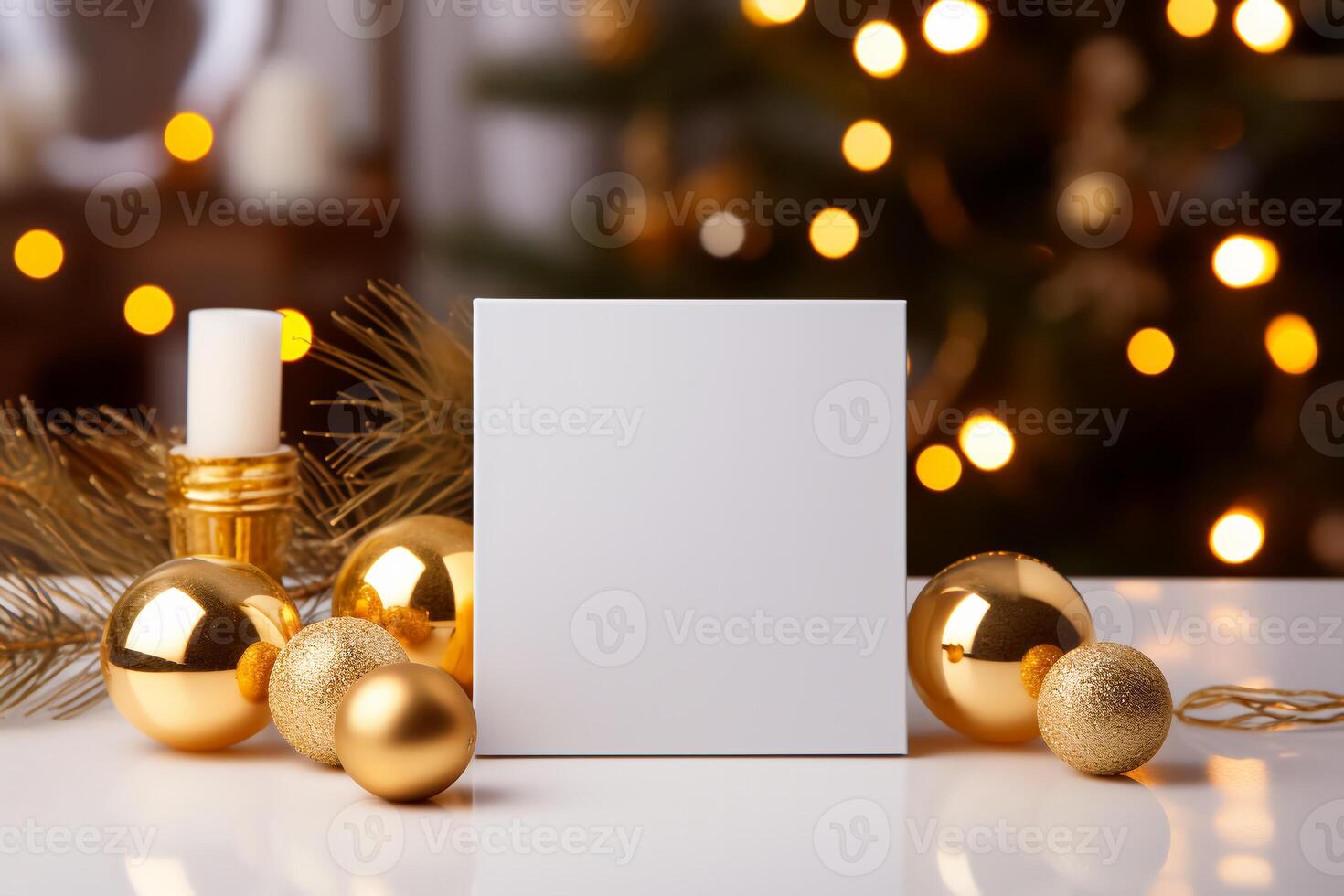 White paper blank. Invitation background. Christmas card. Xmas holiday concept.AI generated. photo