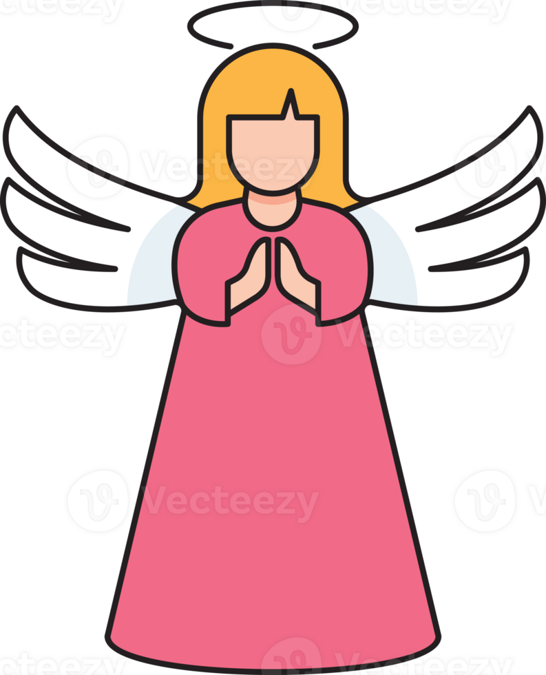 christmas angel flat line icon png