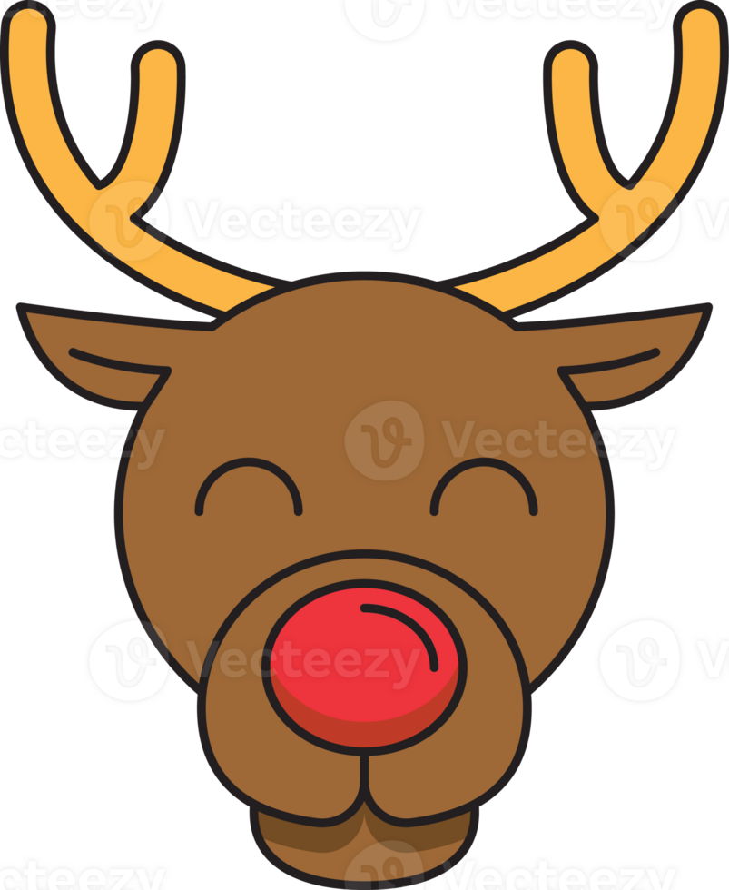 christmas reindeer flat line icon png