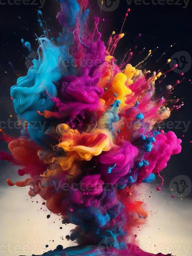 colorful powder being thrown into the air ai generated photo