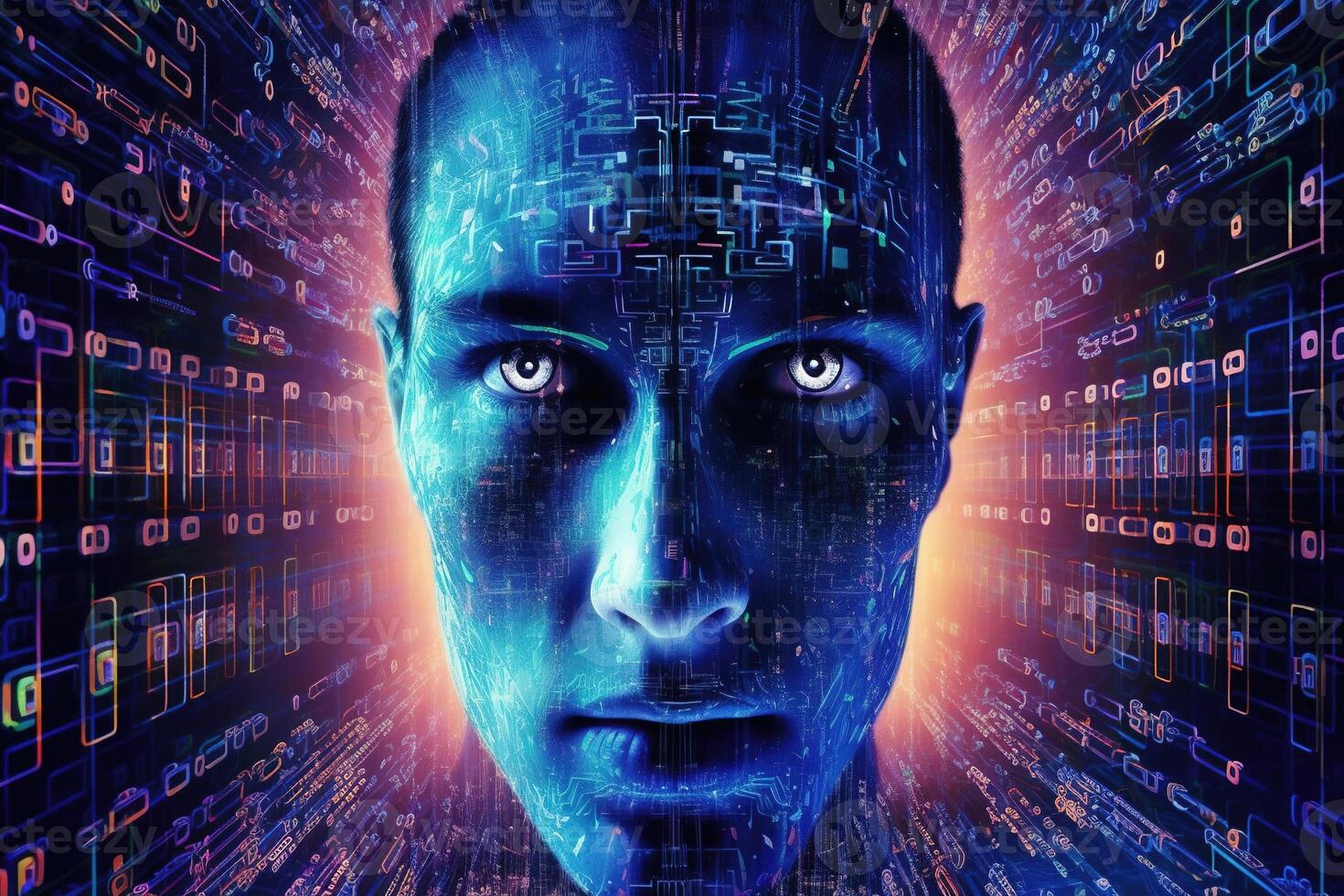 Artificial neural network hacking. Hacking computer system, Cyber crime, Cyber security, Cybercrime, Cyber attack. photo