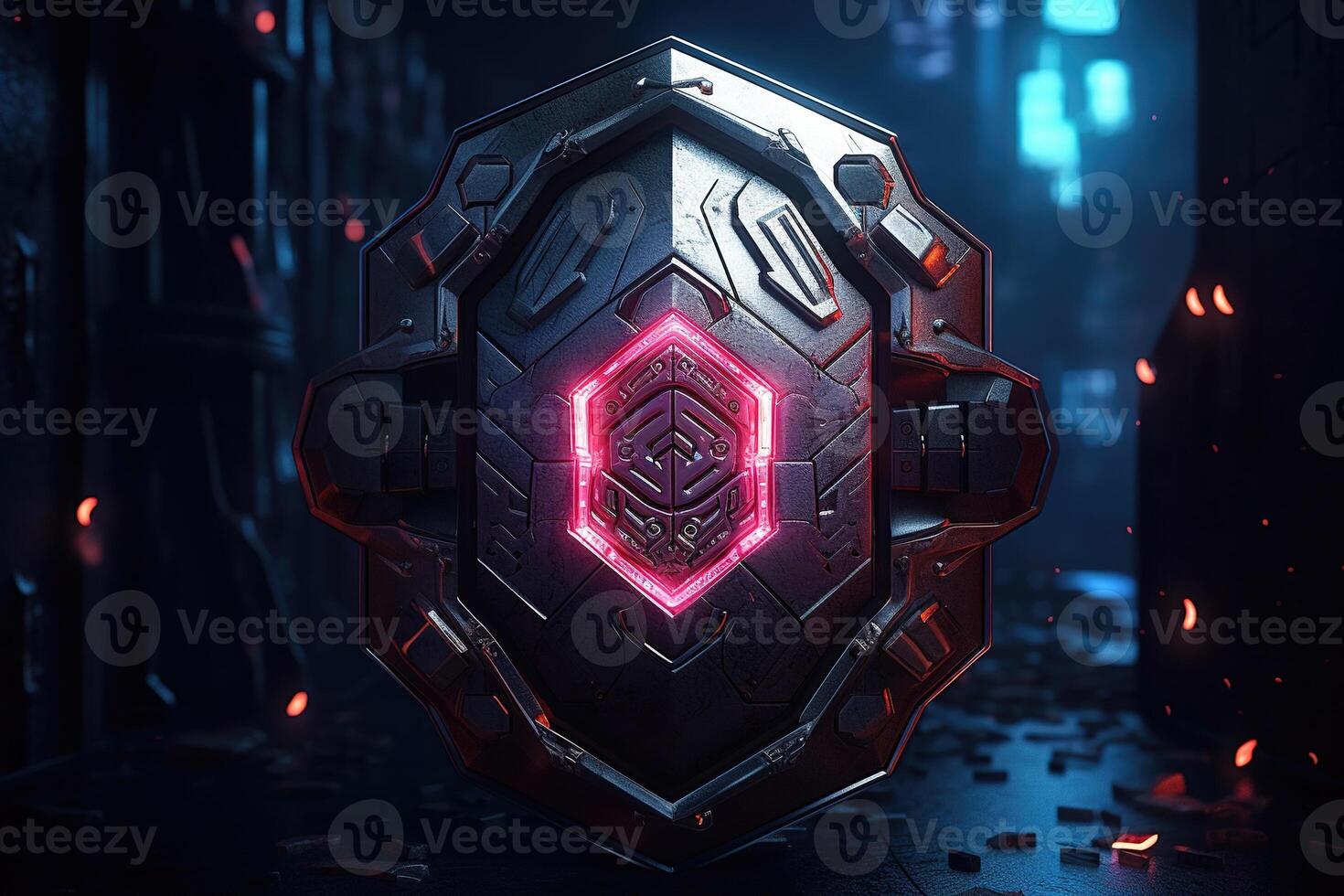 illustrations of shield protection. Cyber security. photo