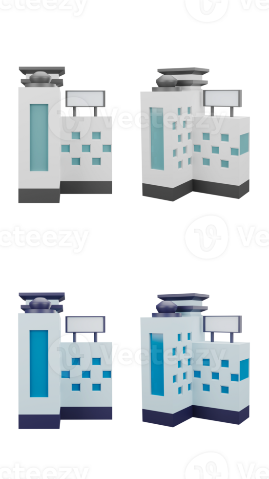 3D rendering of city building in front and side view, Construction architecture design png