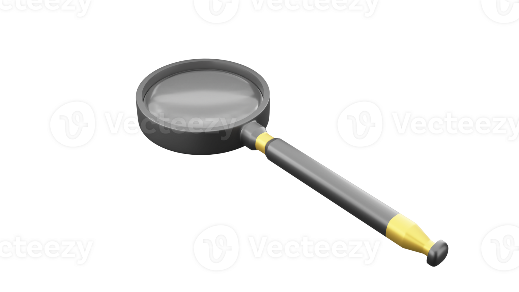 3D rendering of magnifying glass, detective concept png