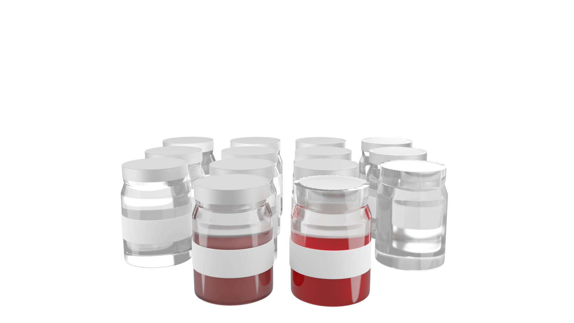 3D rendering of red fluid and sampling bottle, blood sample, substance