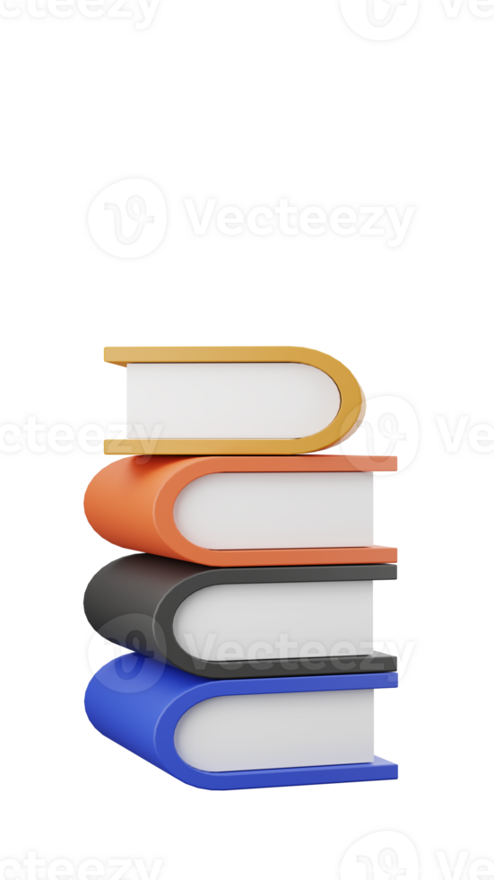 3D rendering of stack of books in minimal style, Knowledge education concept png