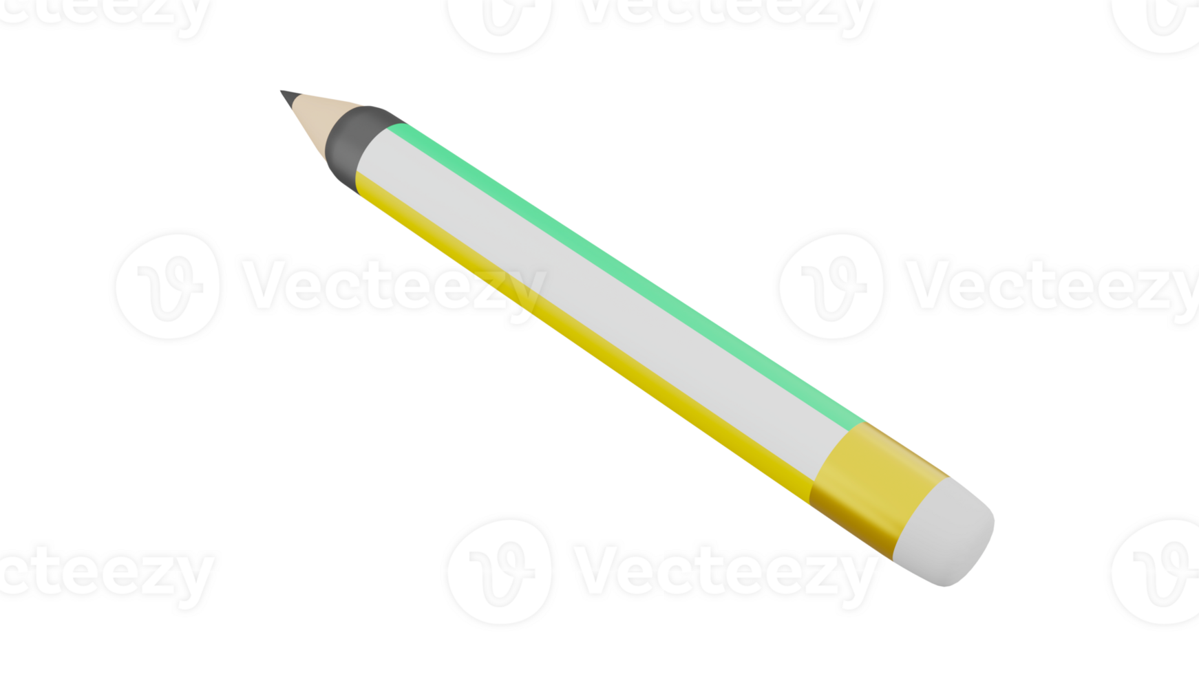 3D rendering of pencil, colorful pencil on white png