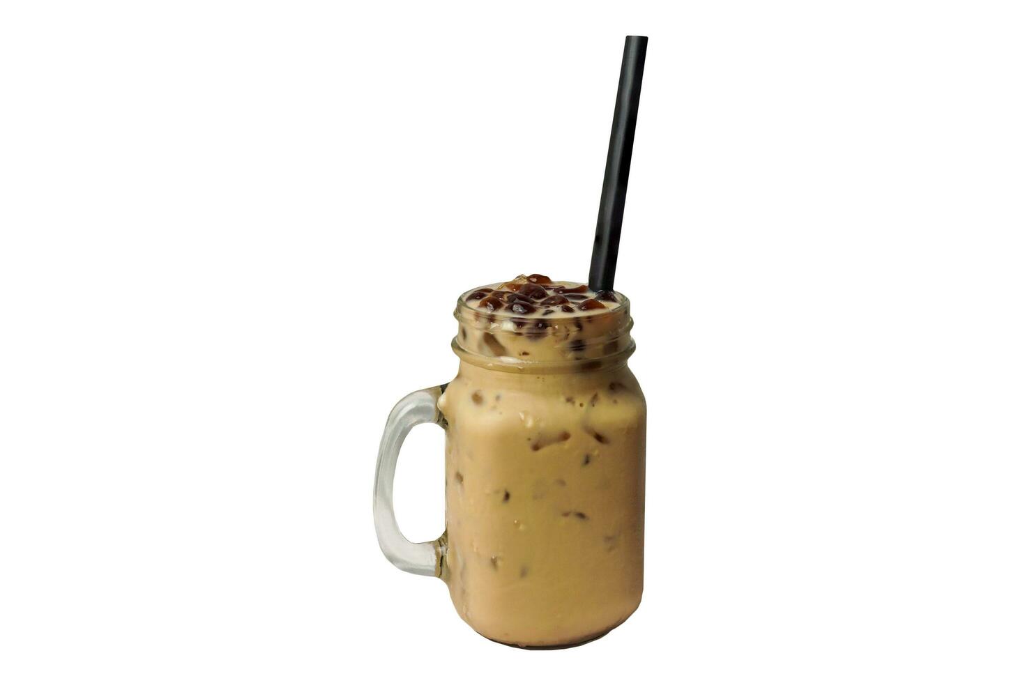 A glass of bubble tea isolated on white background with clipping path. photo