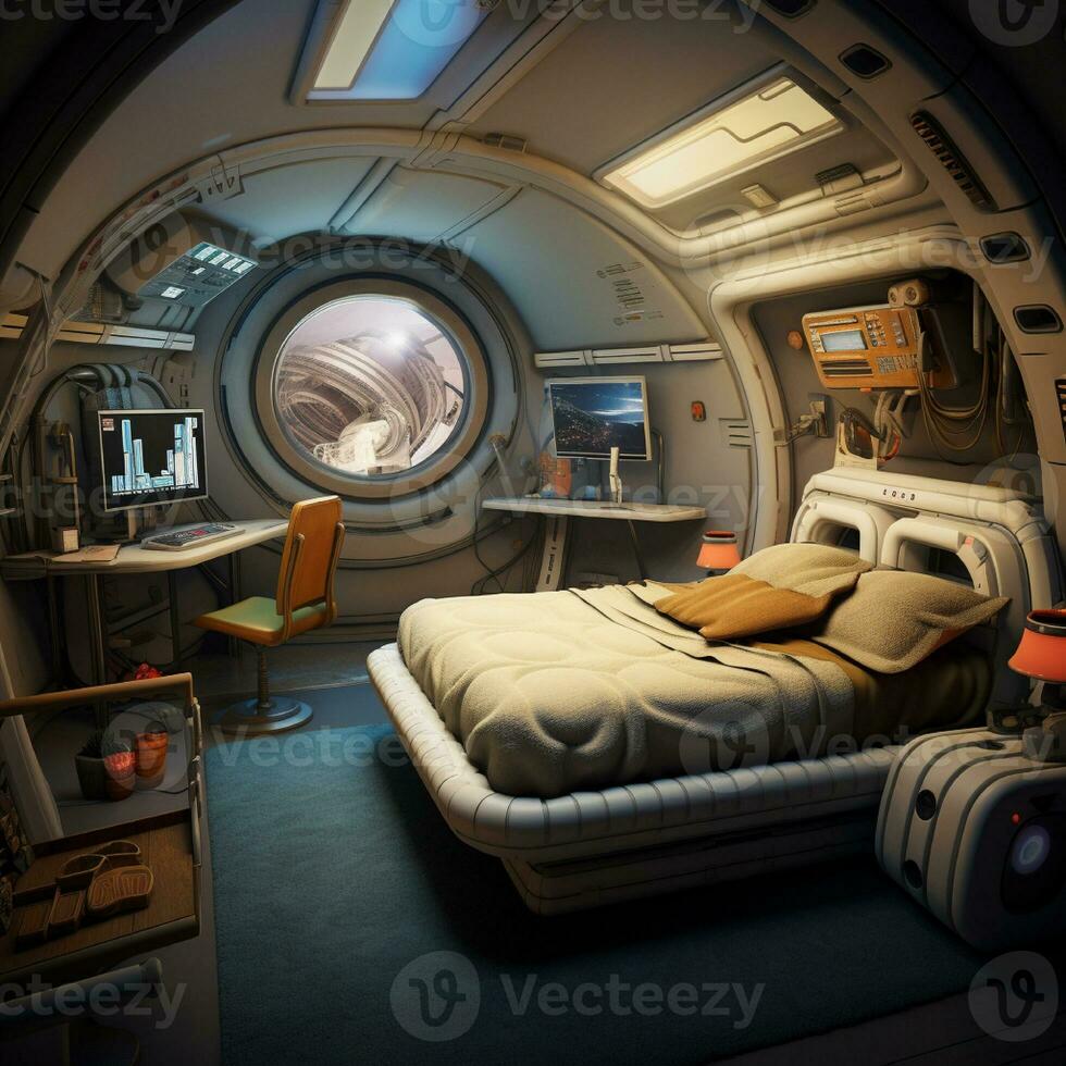 Spaceship from the inside. Sci-Fi Mission Control. Interplanetary tourism. photo