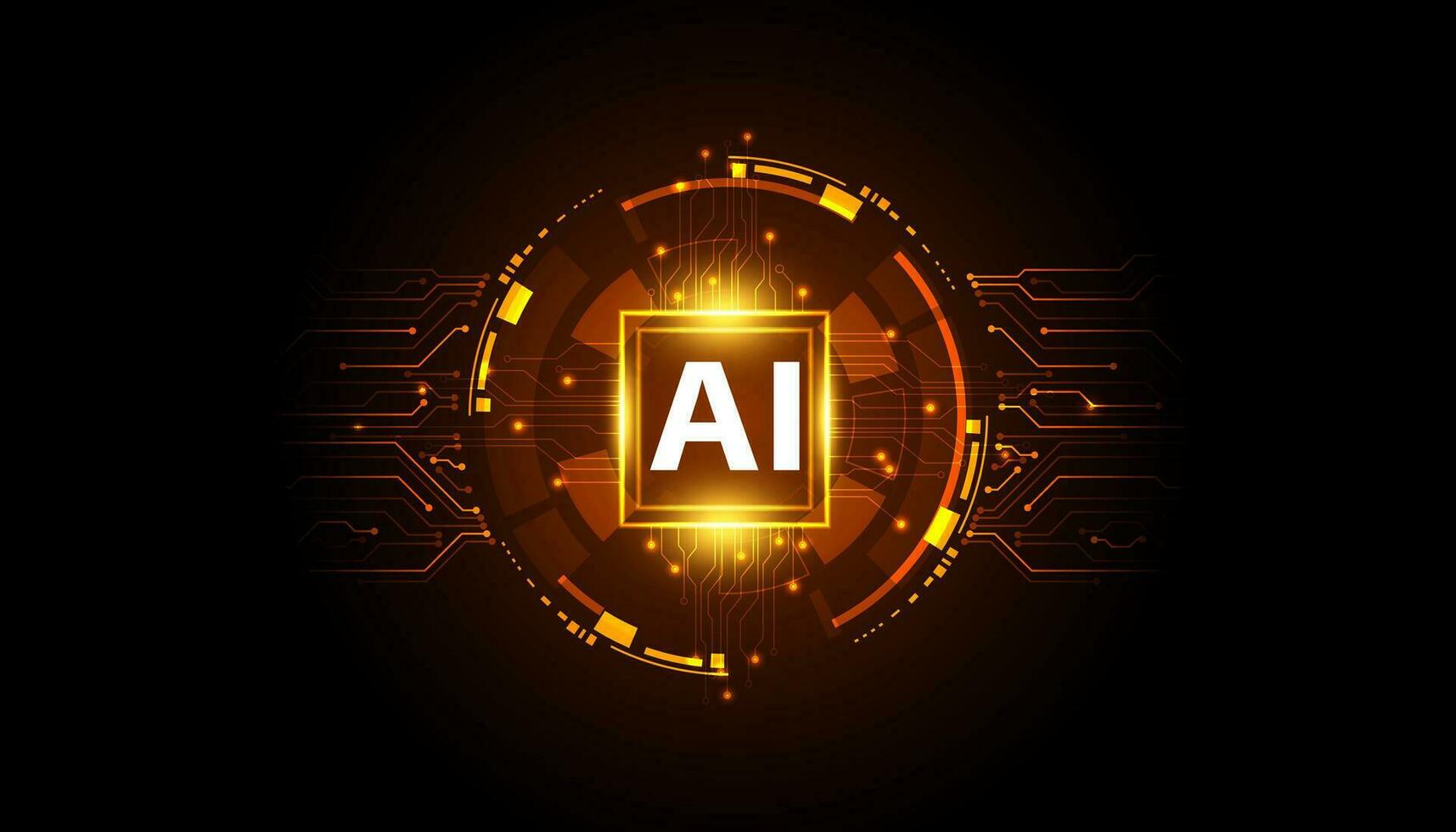 Abstract ai artificial intelligence modern digital concept circuit board and circles on red background futuristic beautiful high tech vector