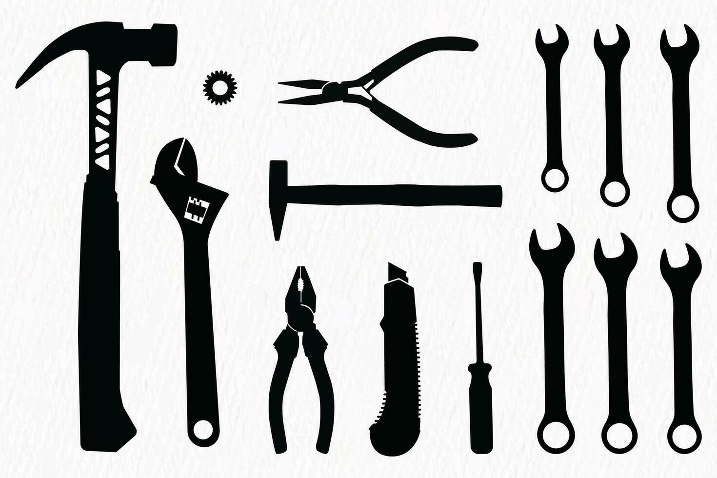 Vector silhouette set of construction tools for labor work and repair