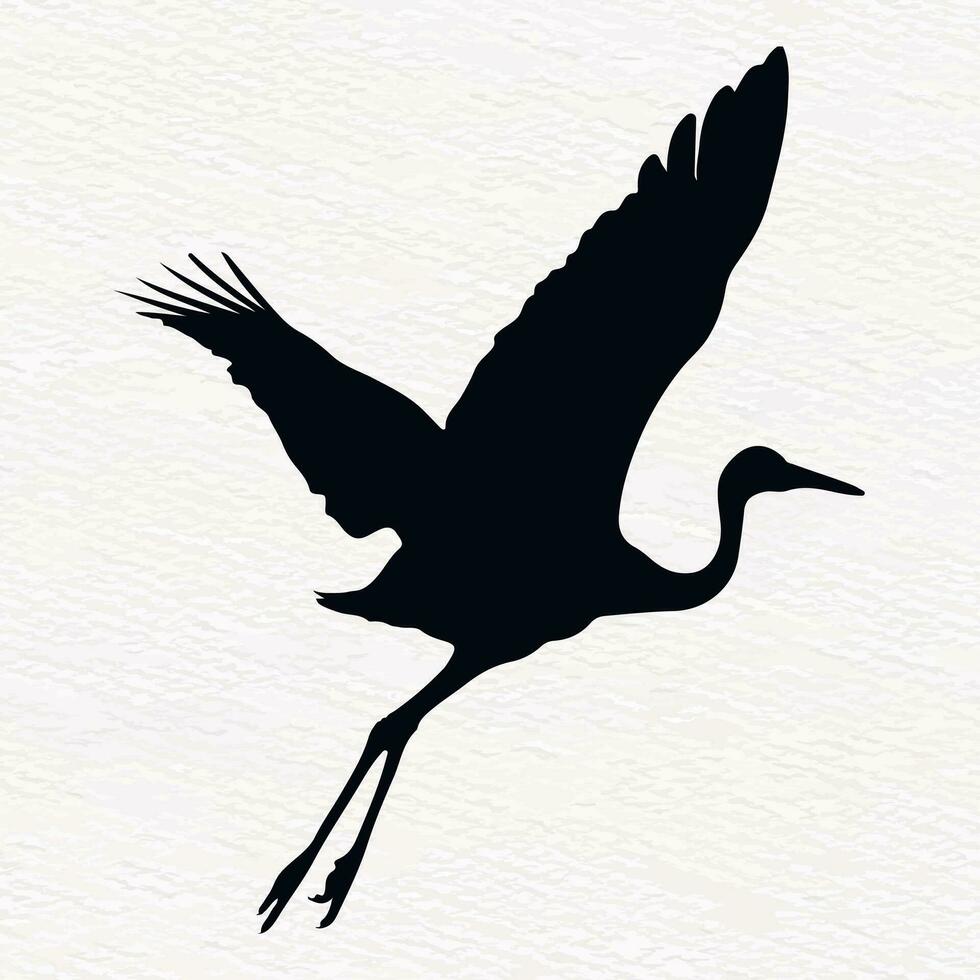 Flock of flying cranes, heron,egret, stork, flamingo  in a set of vector silhouettes