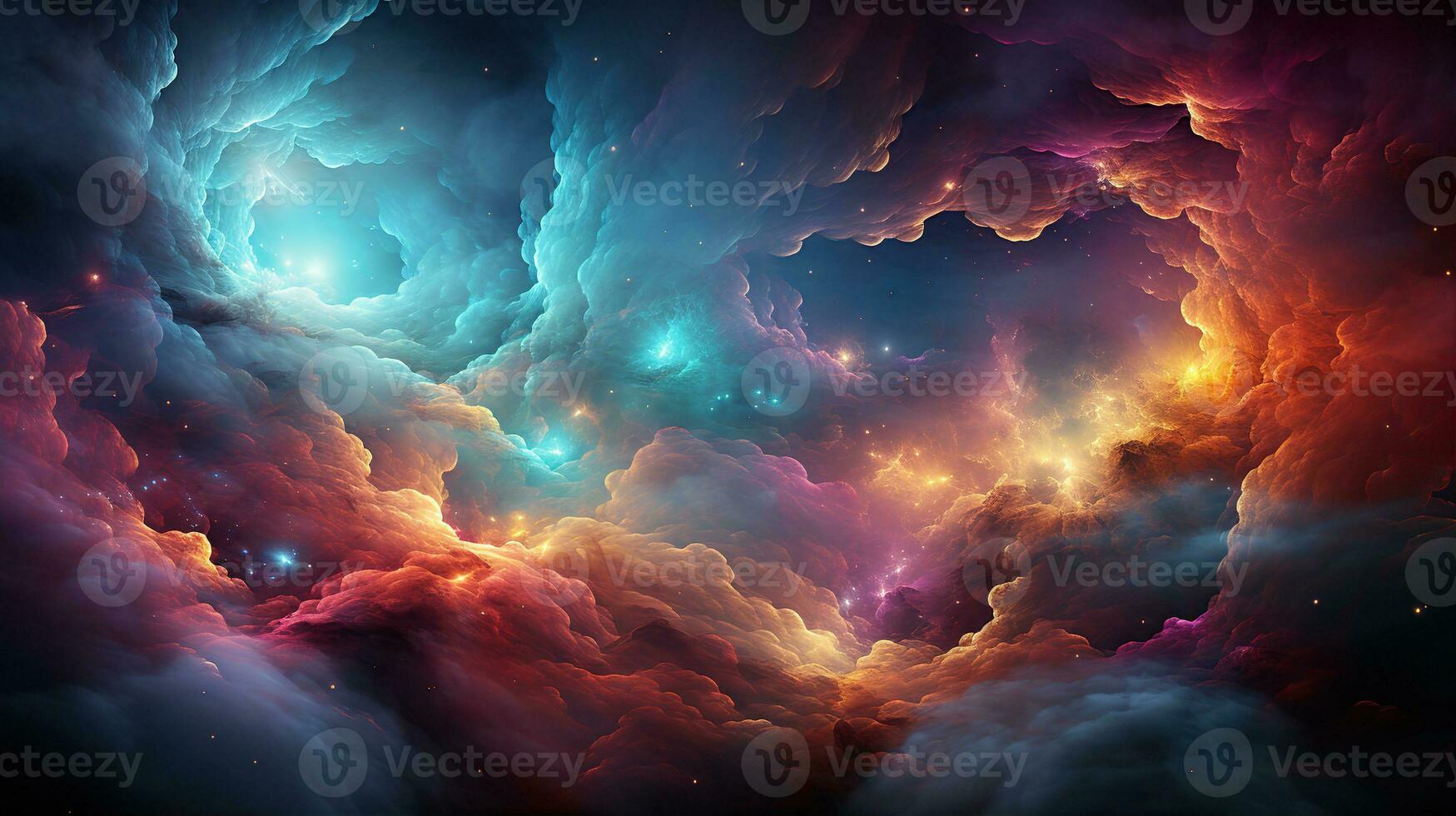Abstract galaxy nebula background. Created with Generative AI photo