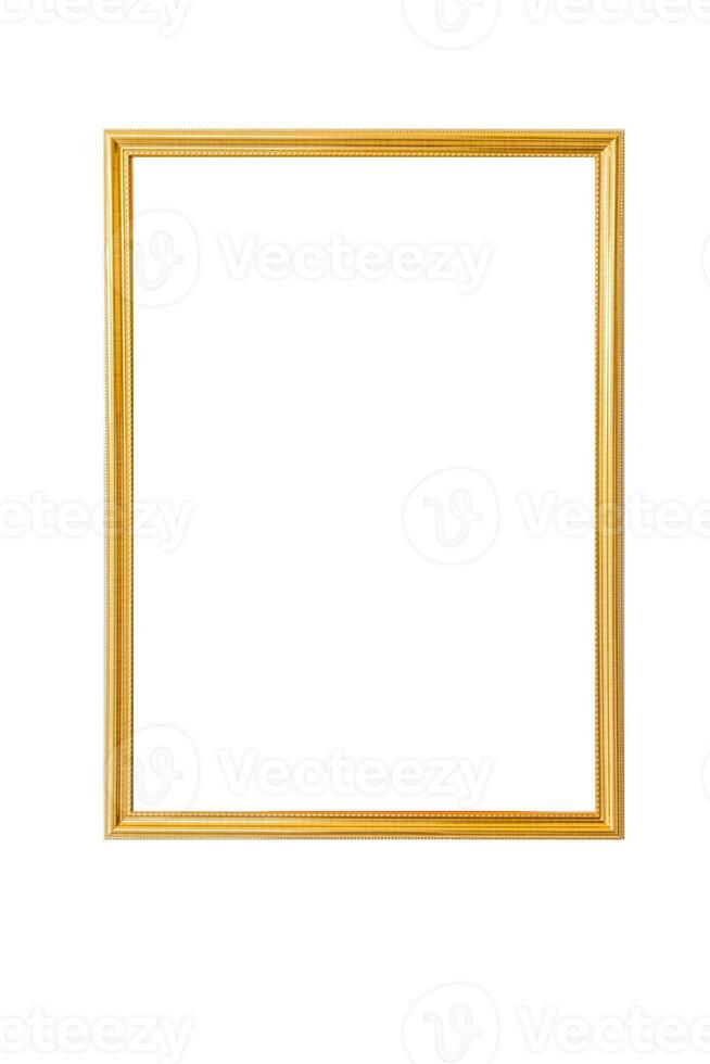 Gold vintage frame Elegant vintage gold gilded picture frame on white background photo