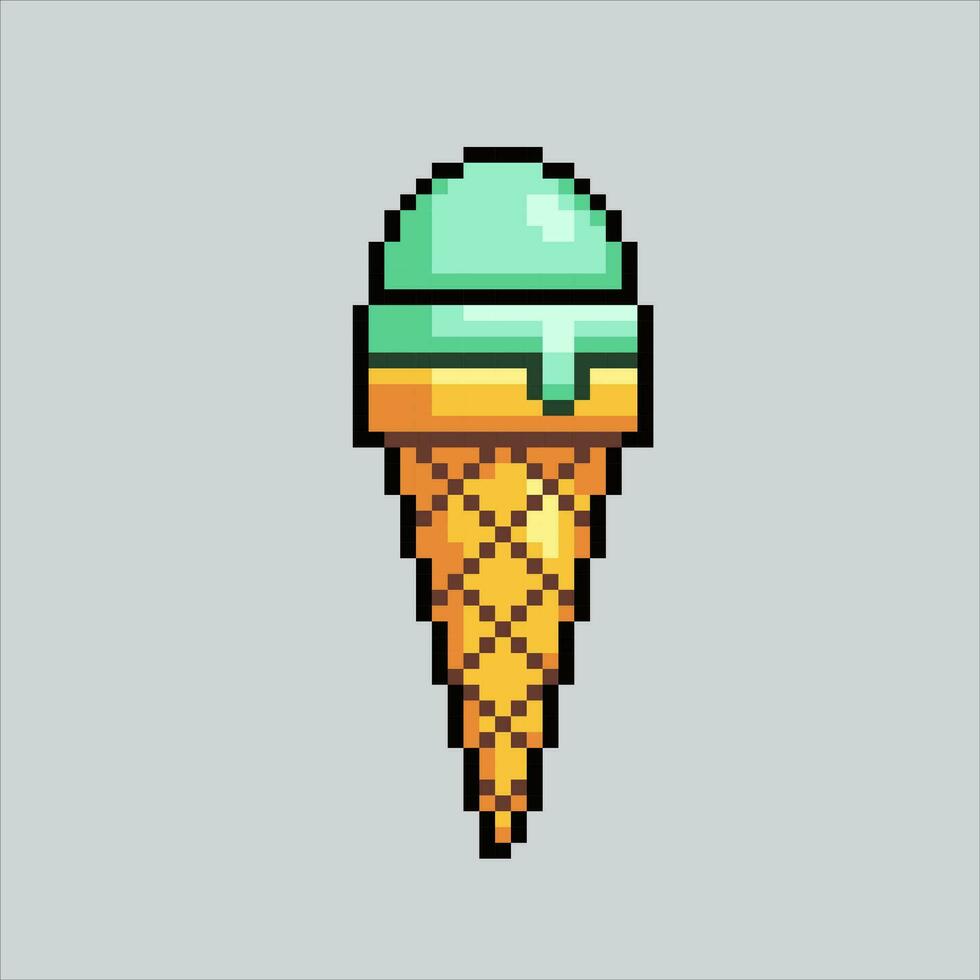 Pixel art illustration Ice Cream. Pixelated Ice Cream. Ice Cream dessert icon pixelated for the pixel art game and icon for website and video game. old school retro. vector