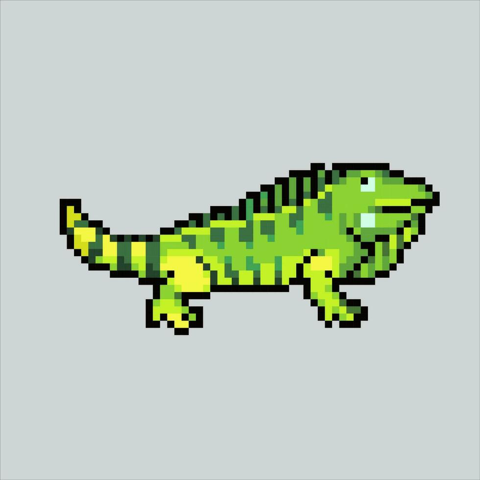 Pixel art illustration Iguana. Pixelated Iguana. Iguana reptile animal icon pixelated for the pixel art game and icon for website and video game. old school retro. vector