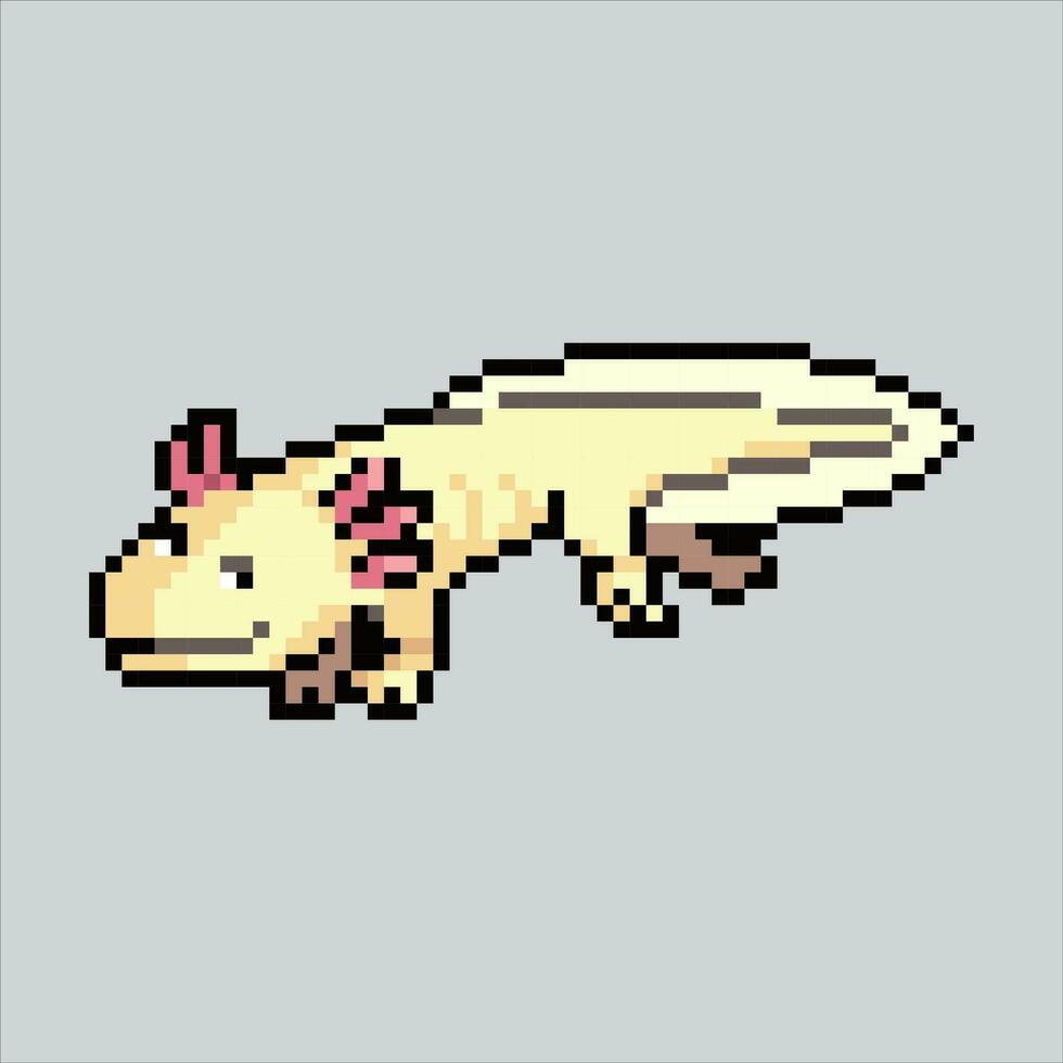 Pixel art illustration axolotl. Pixelated axolotl. axolotl reptile animal icon pixelated for the pixel art game and icon for website and video game. old school retro. vector