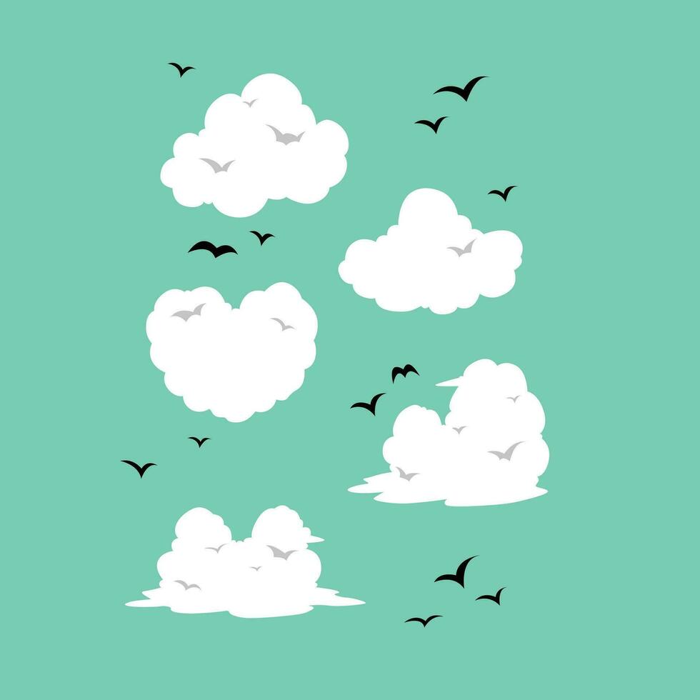 Nature White Cloud Blue Sky. Simple Natural Clouds Vector