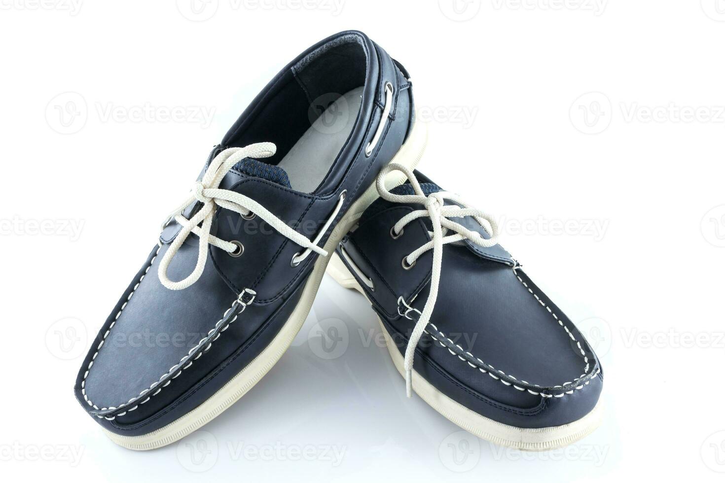 Leather blue color man shoes photo