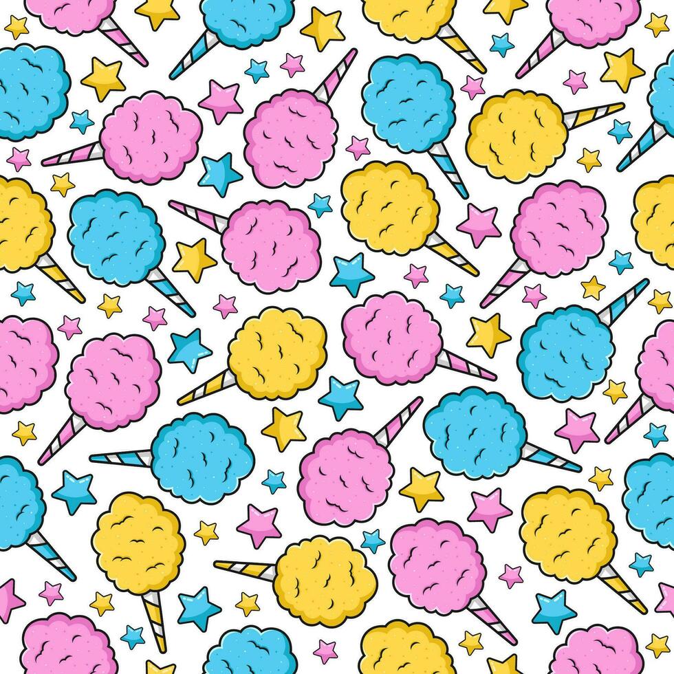 Seamless pattern cotton candy vector design background