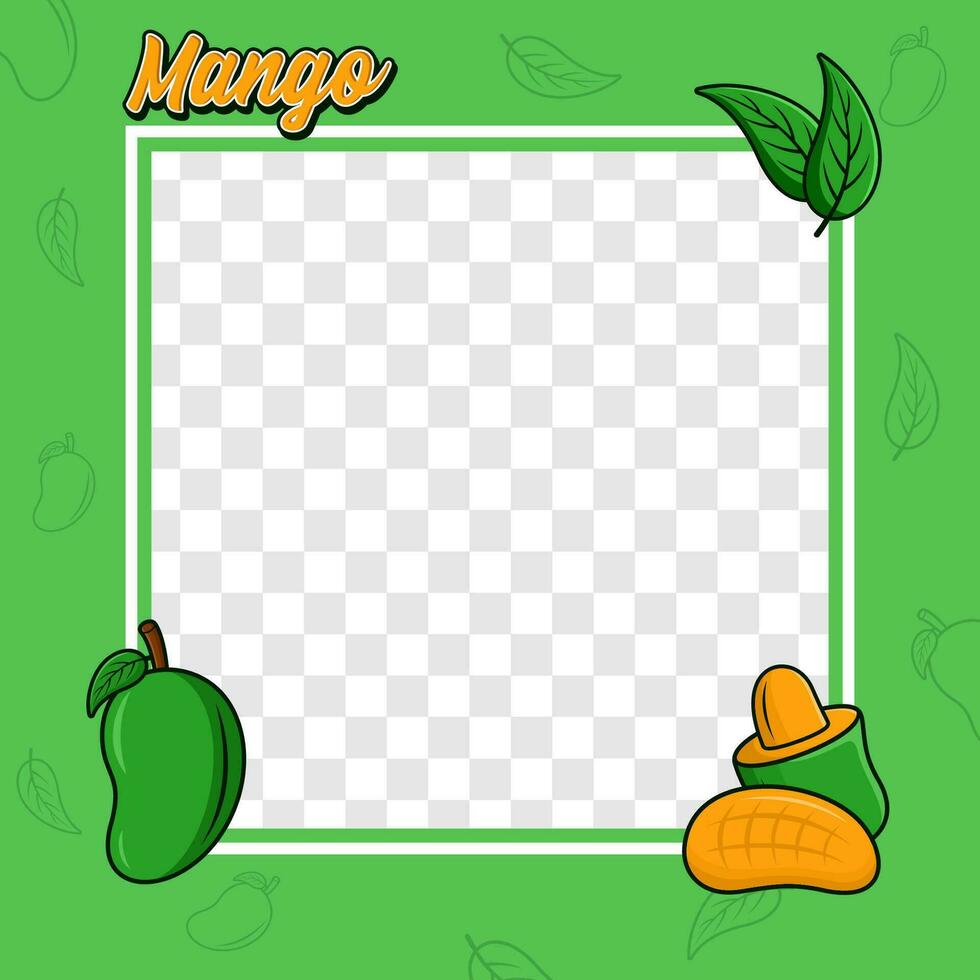 Mango fruit photo frame cover background design vector