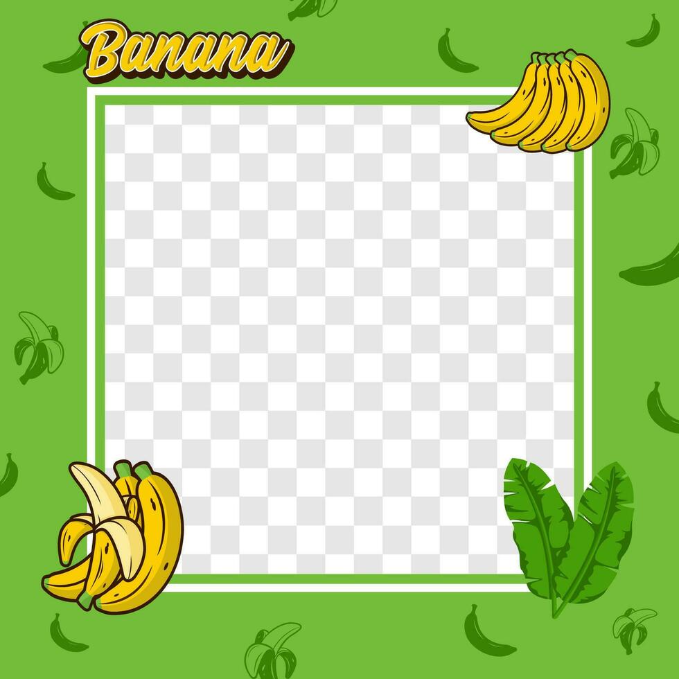 Banana fruit photo frame cover background design vector