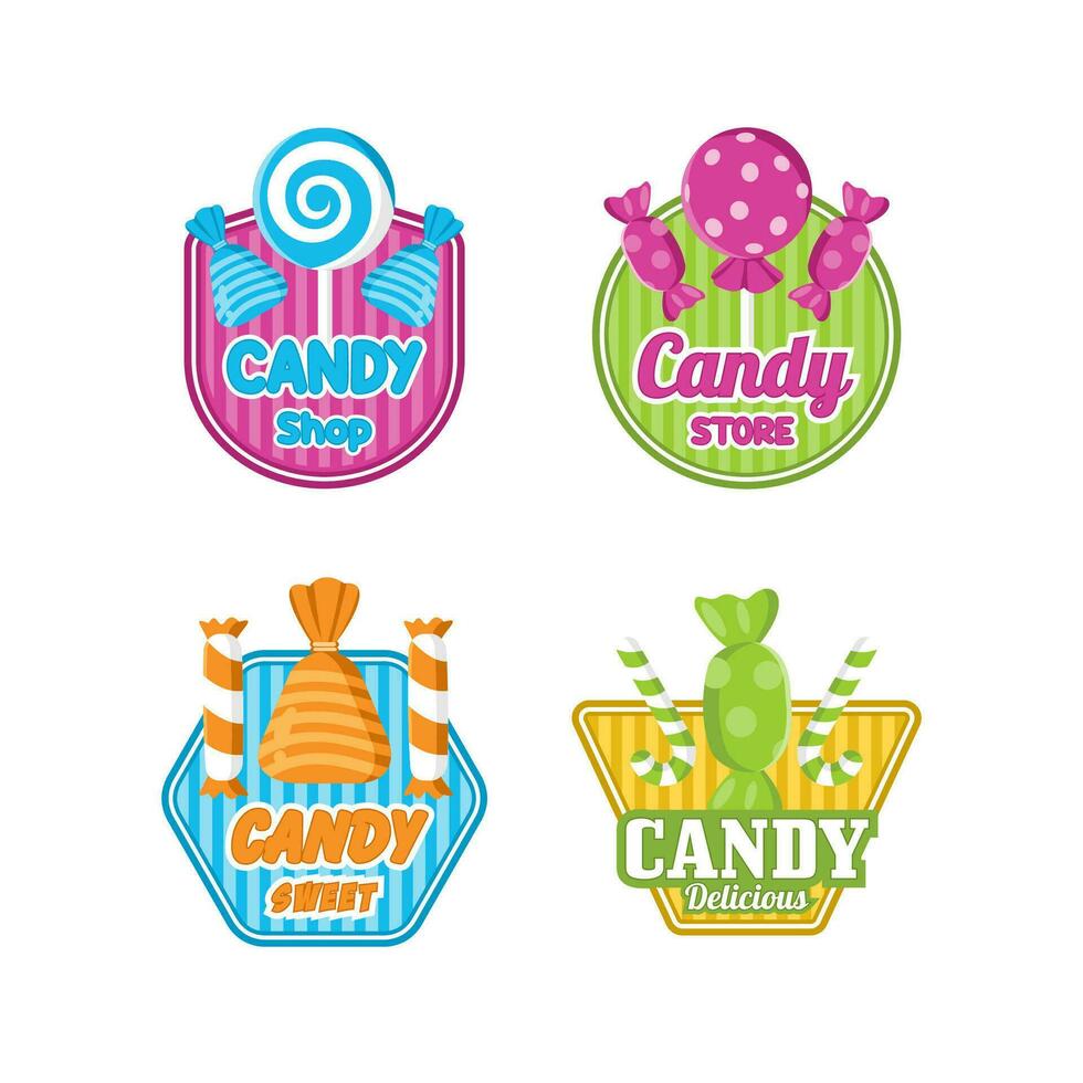 Candy shop badge design logo collection vector