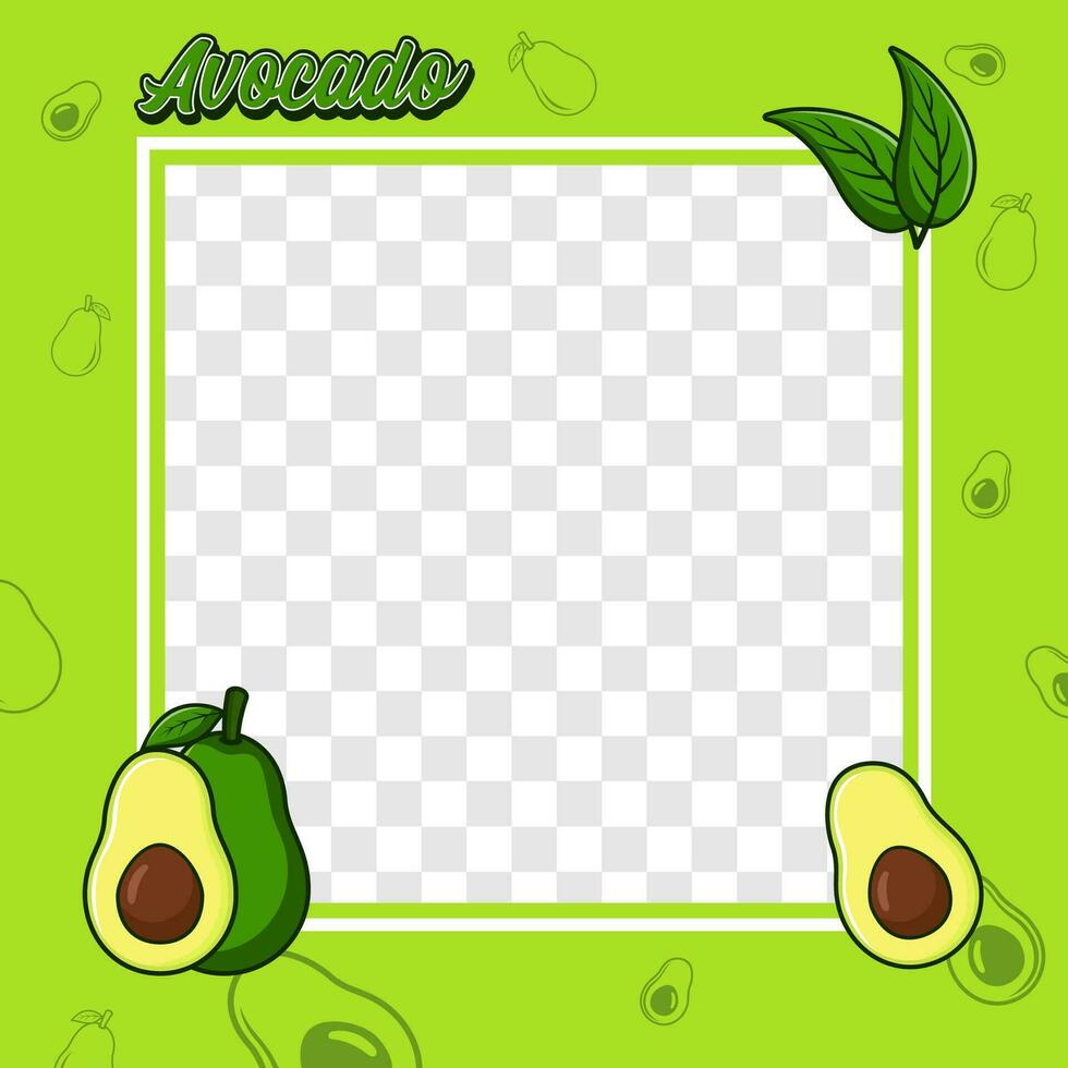 Avocado fruit photo frame cover background design vector