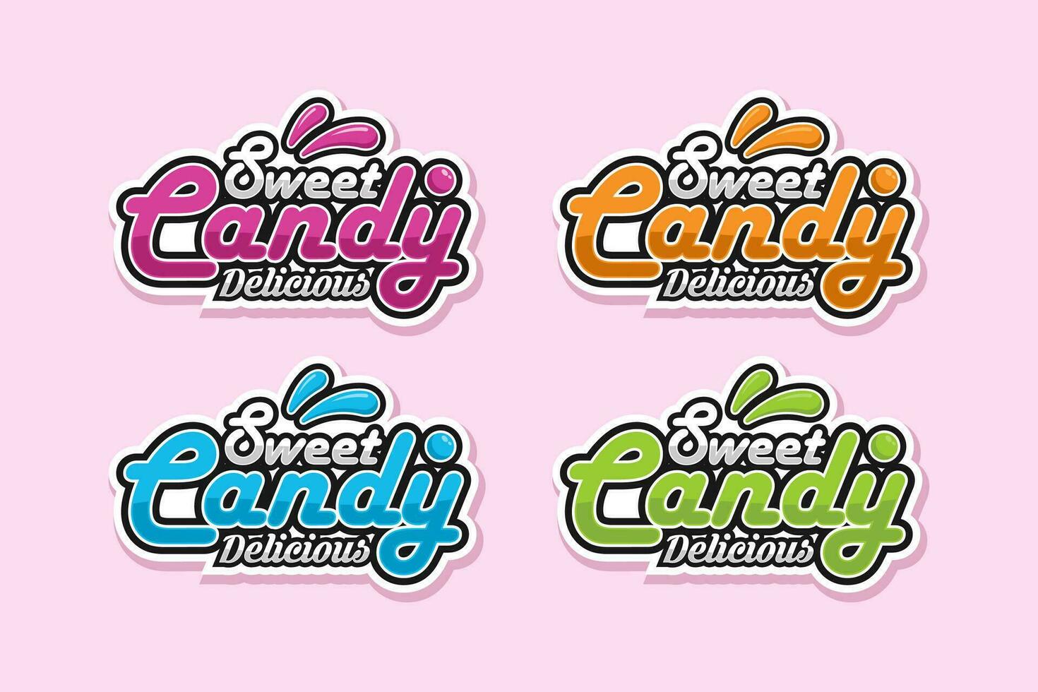 Sweet candy sticker design logo collection vector