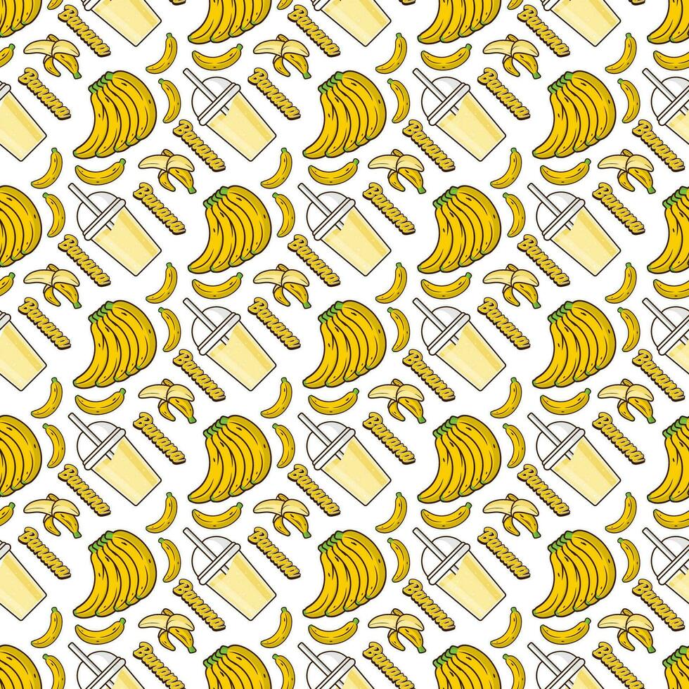 Banana fruit juice seamless pattern background illustration vector