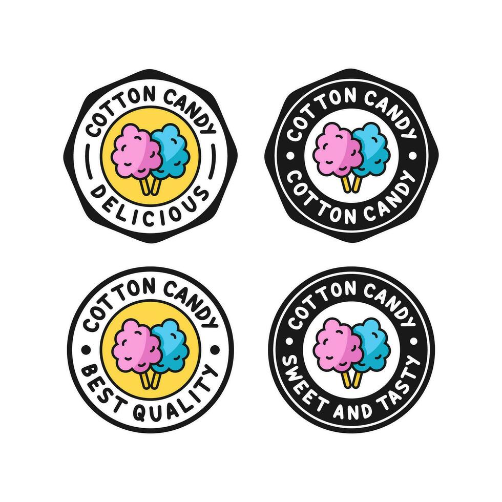 Insignia sellos algodón caramelo diseño logo colección vector