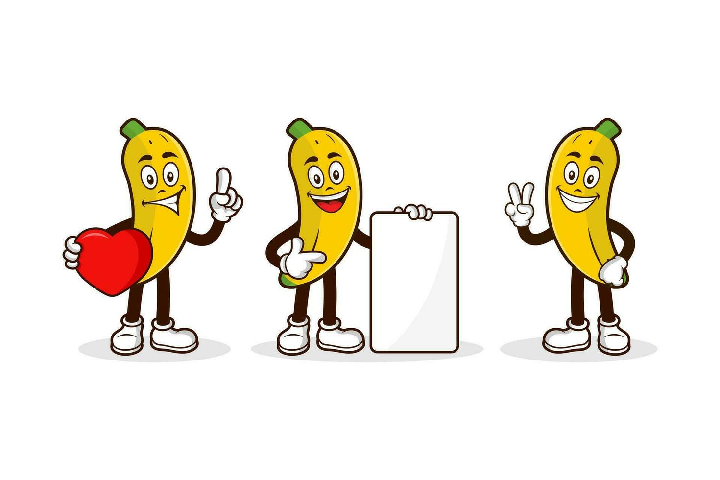 Banana fruit cartoon character design collection vector