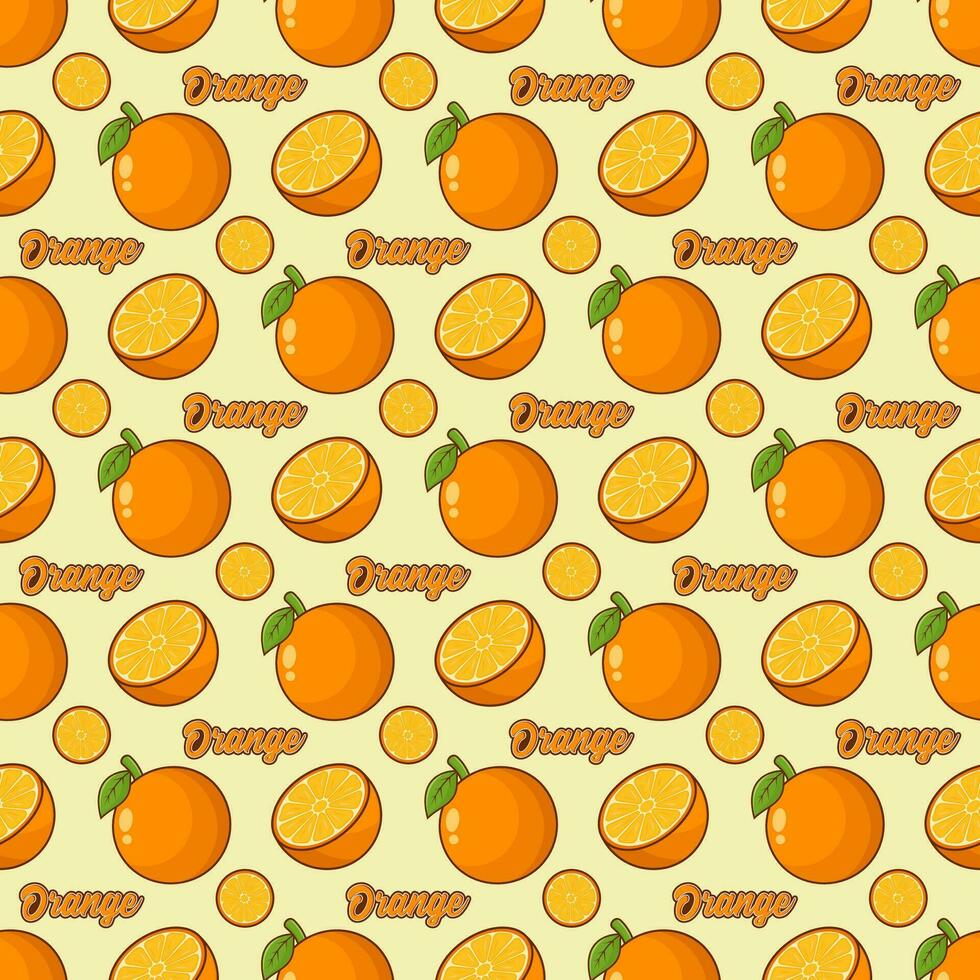 Orange fruit seamless pattern background design vector