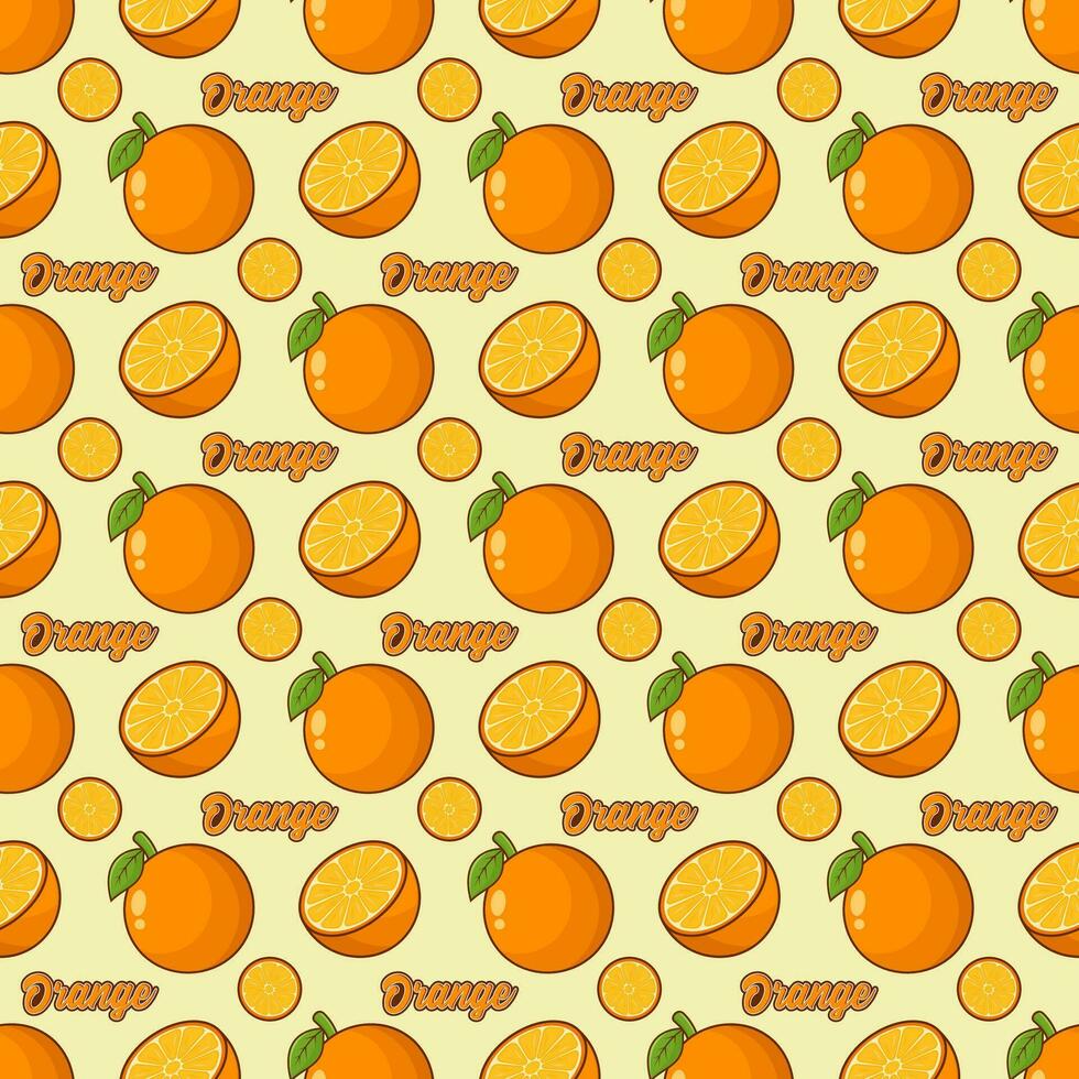 Orange fruit seamless pattern background design vector