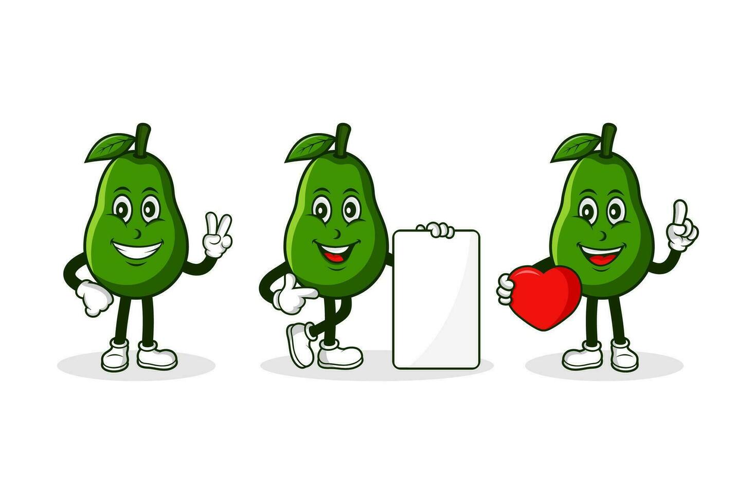 Avocado fruit cartoon character design collection vector
