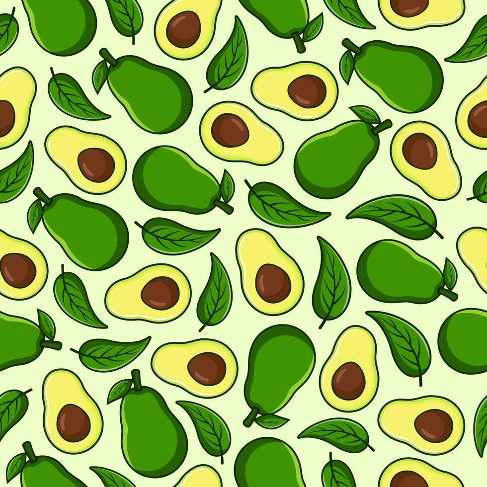 Avocado fruit seamless pattern background illustration vector