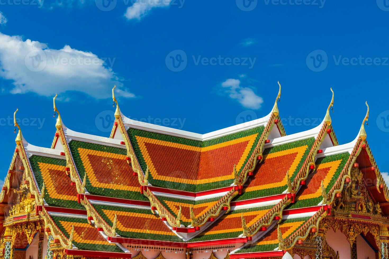 Thai Temple art decorated in Buddhist church photo