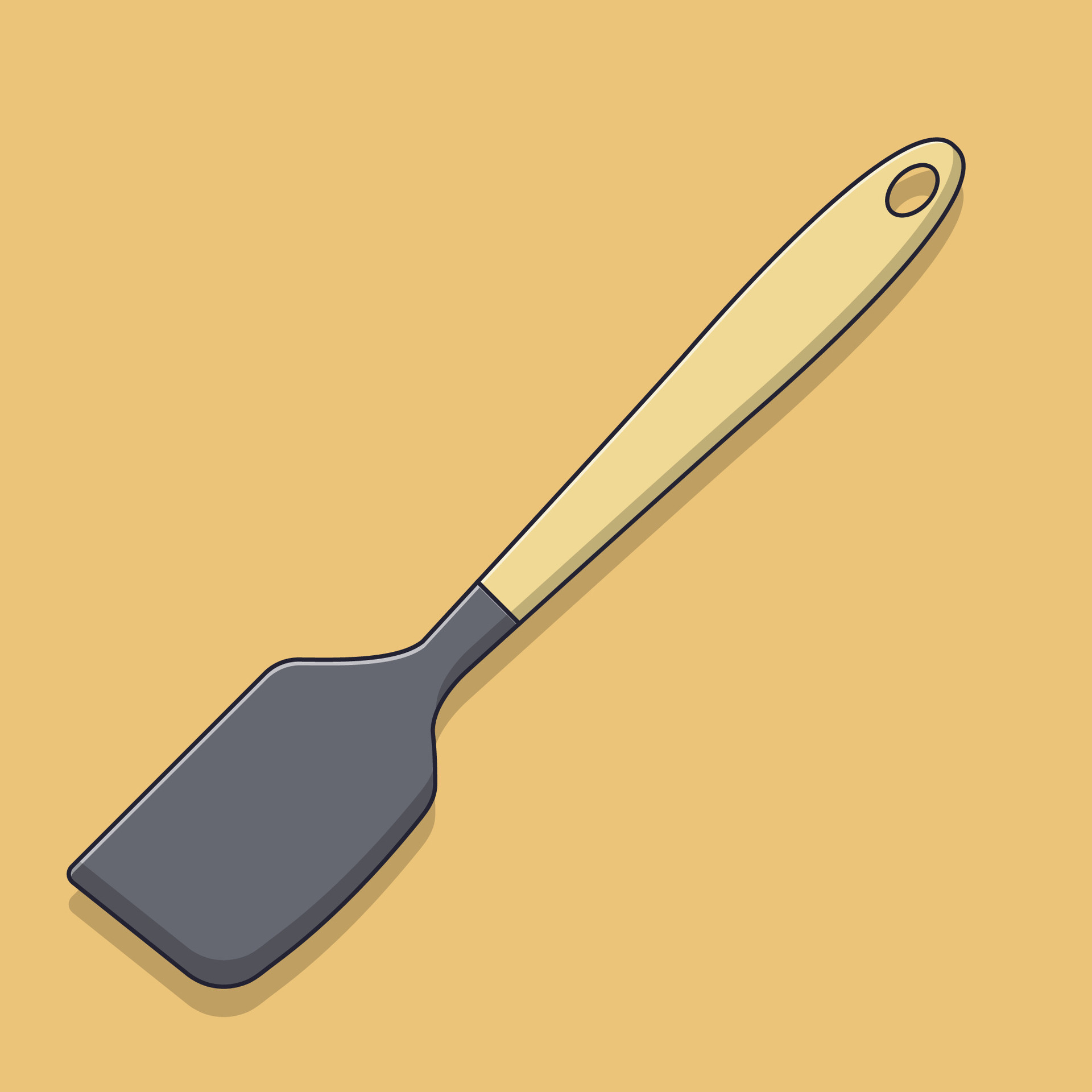 Silicone Spatula Vector Icon Illustration with Outline for Design