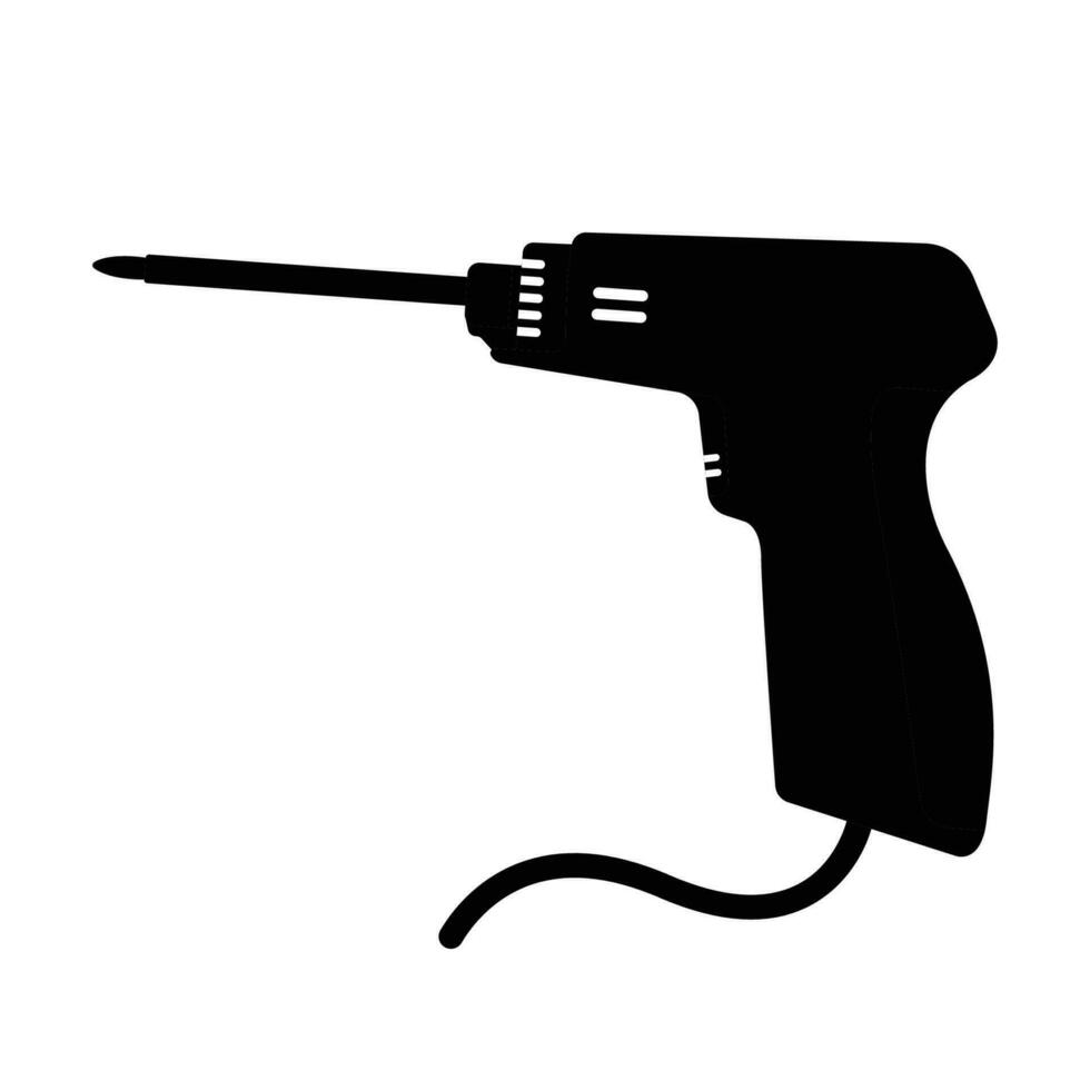 Soldering Gun Silhouette. Black and White Icon Design Elements on Isolated White Background vector