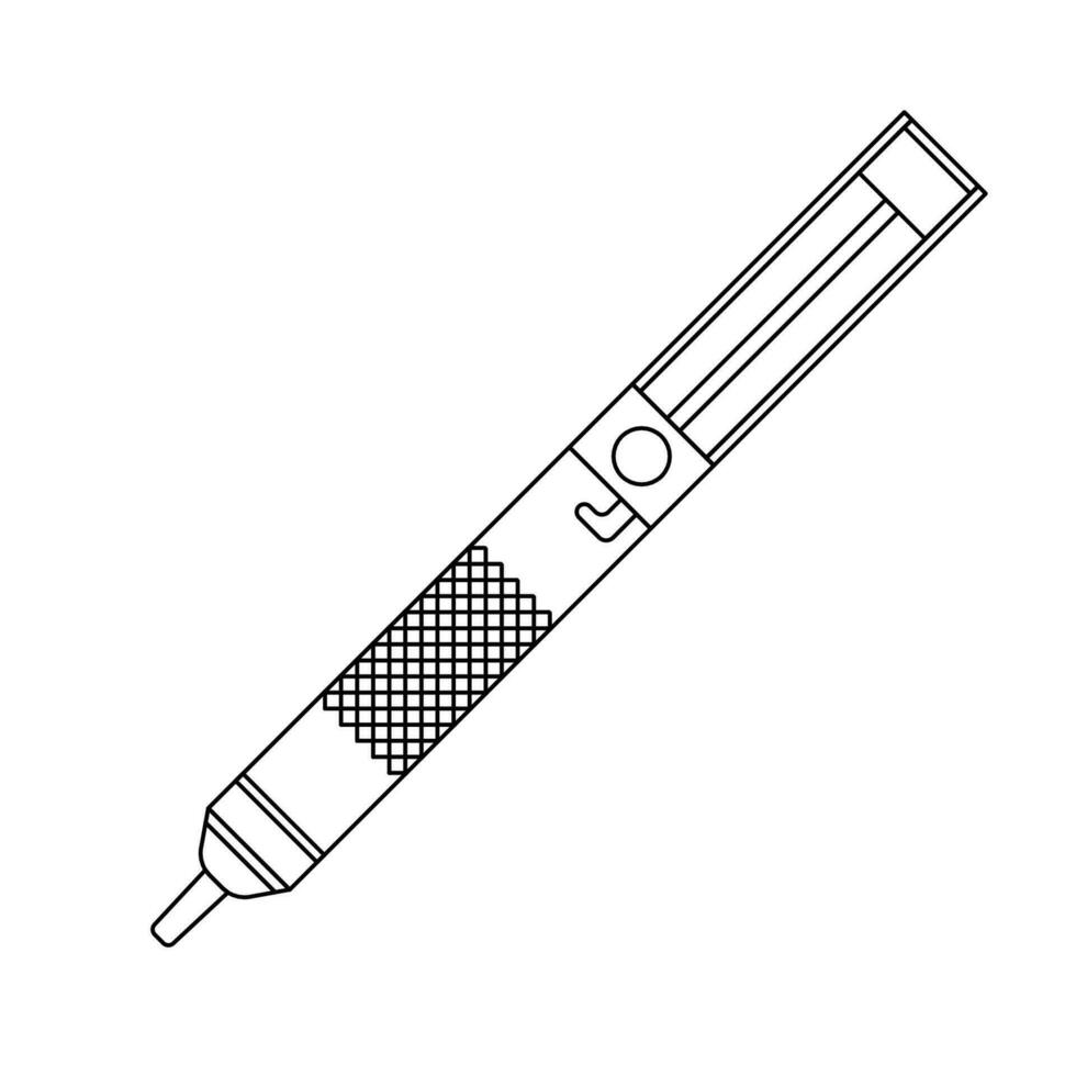 Desoldering Pump Outline Icon Illustration on White Background vector