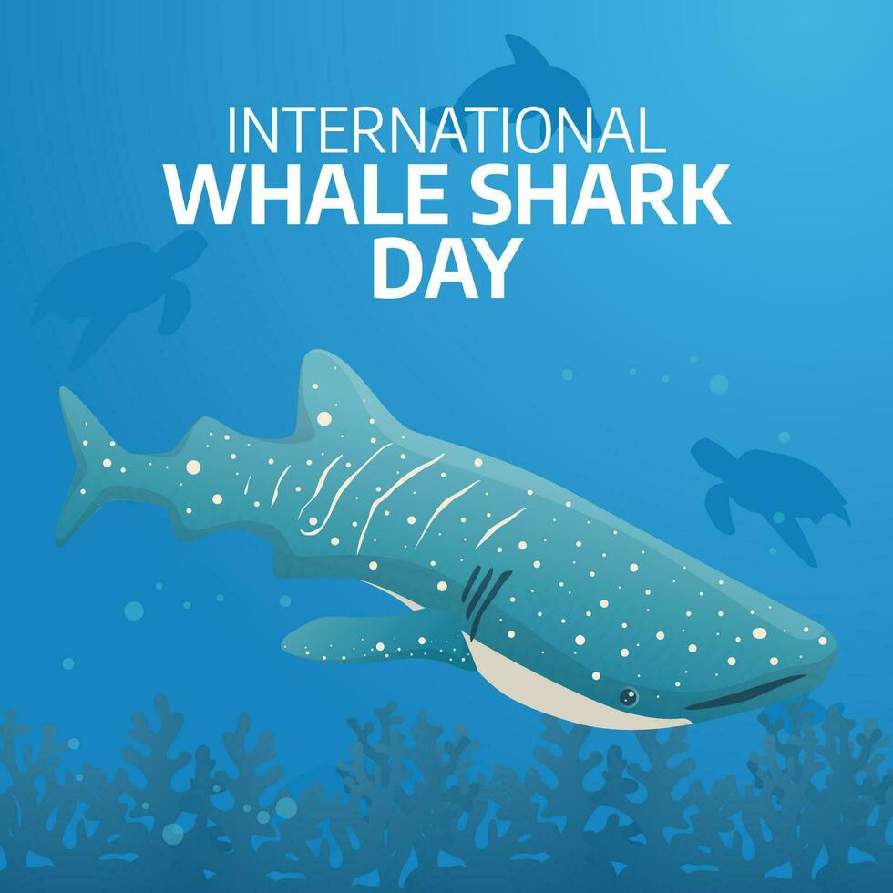 International whale shark day design template good for celebration. whale shark vector illustration. flat design. banner template. eps 10.