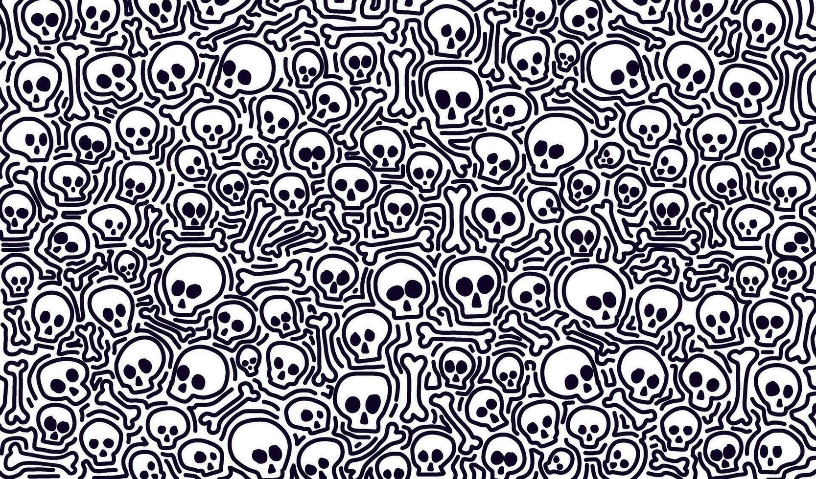 skull doodle background. skull pattern background. skull doodle wallpaper. skull doodle print fabric. vector