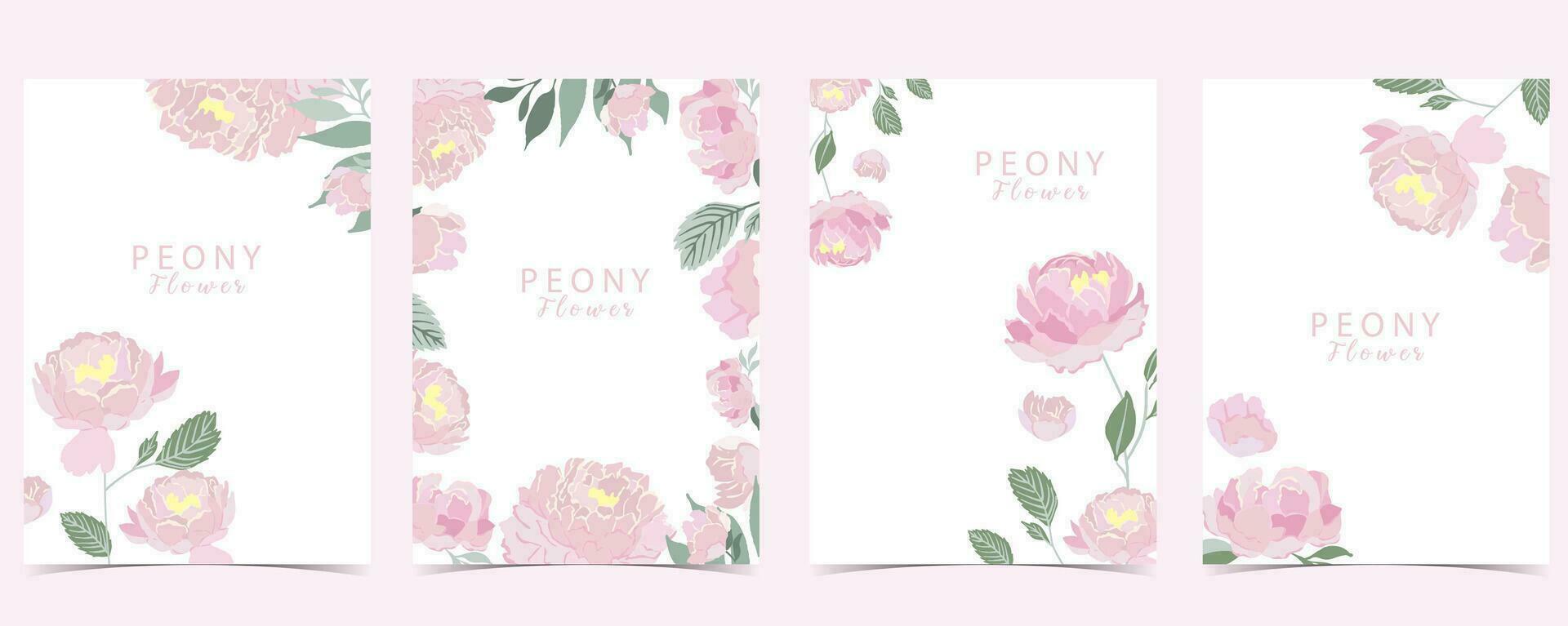 Flower peony background set.Editable vector illustration for birthday invitation,postcard and sticker