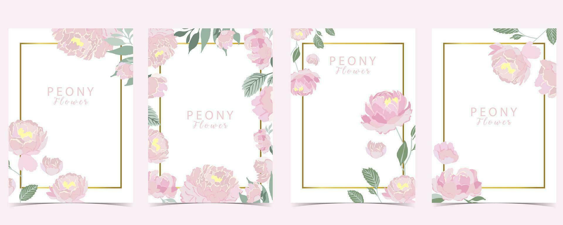 Flower peony background set.Editable vector illustration for birthday invitation,postcard and sticker