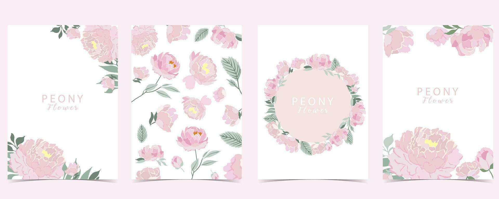 Flower peony background set.Editable vector illustration for birthday invitation,postcard and sticker