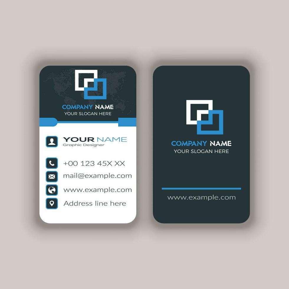Modern Vertica double-sided round business card template. Vector mockup. Stationery design